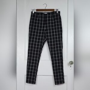 Calvin Klein Black and White Windowpane Plaid Pants  Size 8